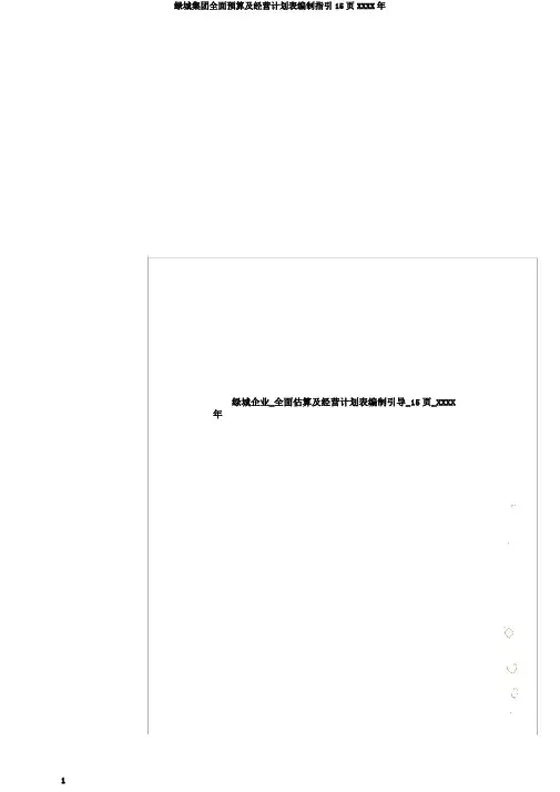 绿城集团全面预算及经营计划表编制指引15页XXXX年