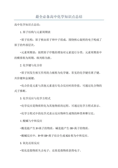 最全必备高中化学知识点总结