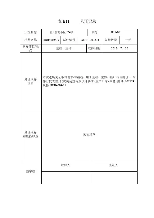 材料检测见证记录20