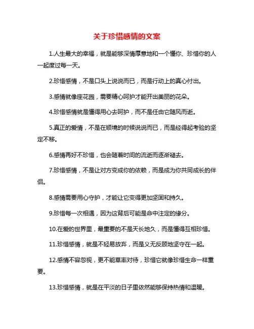 关于珍惜感情的文案