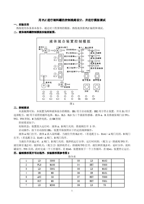 03 用PLC进行混料罐的控制线路设计,并进行模拟调试