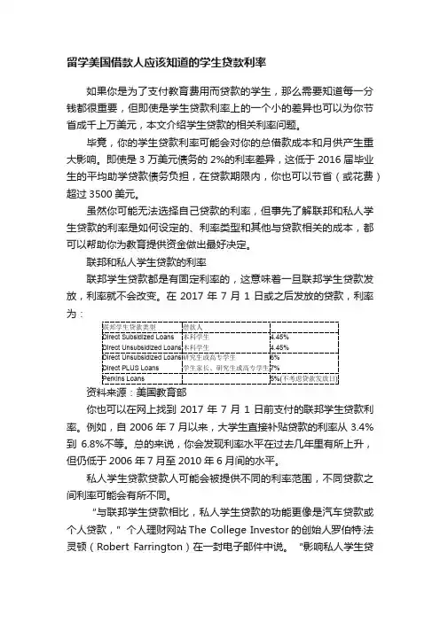 留学美国借款人应该知道的学生贷款利率
