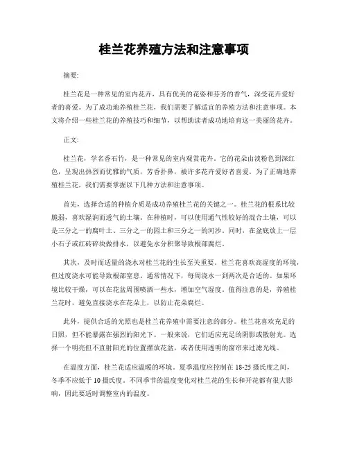 桂兰花养殖方法和注意事项