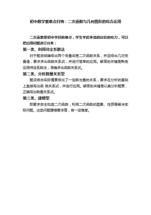 初中数学重难点归纳：二次函数与几何图形的综合运用