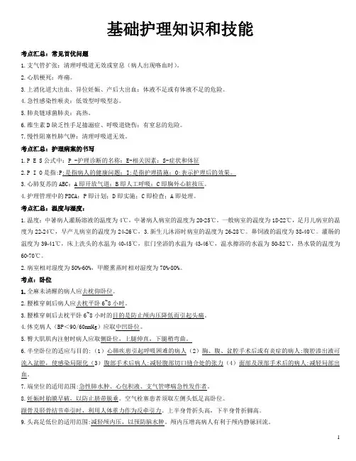2020护士执业考试背诵要点总结复习