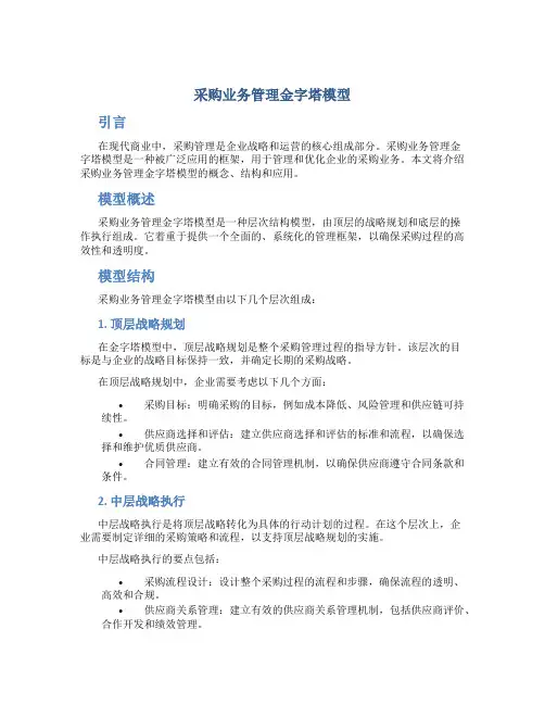 采购业务管理金字塔模型