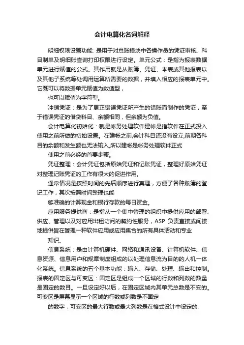 会计电算化名词解释