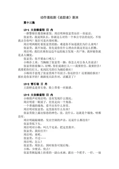 动作谍战剧《追踪者》剧本 第13集