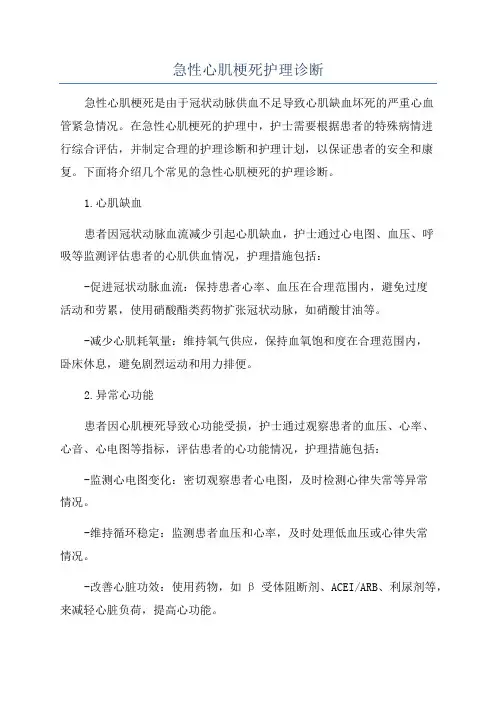 急性心肌梗死护理诊断