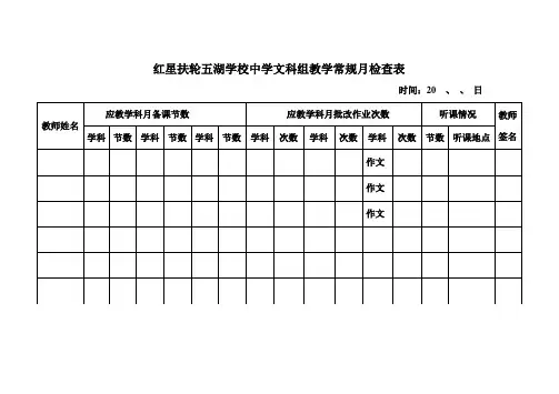 教研组月教学常规检查表
