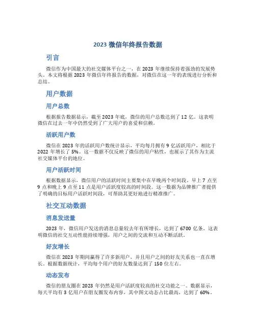 2023微信年终报告数据
