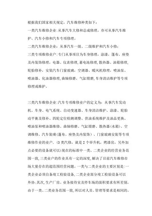 汽车维修分类【范本模板】