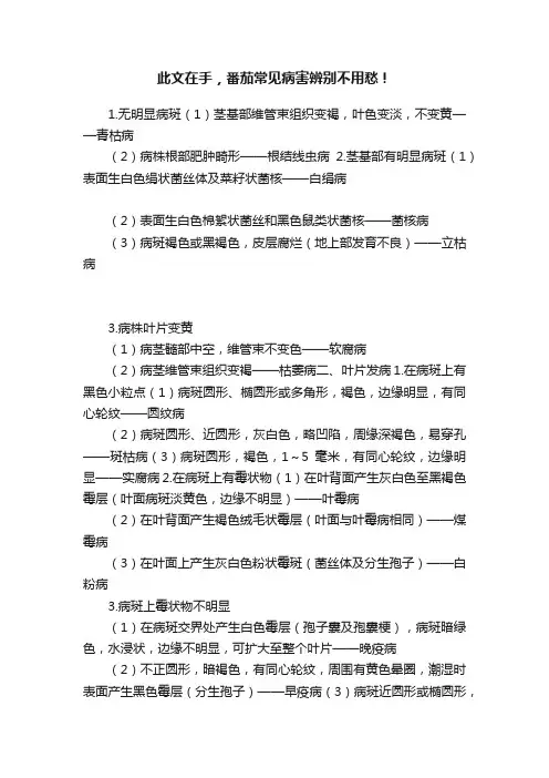 此文在手，番茄常见病害辨别不用愁！