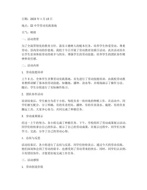 劳动教育实践日记录