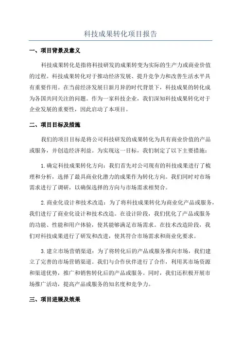 科技成果转化项目报告