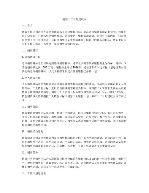 销售工作计划进度表