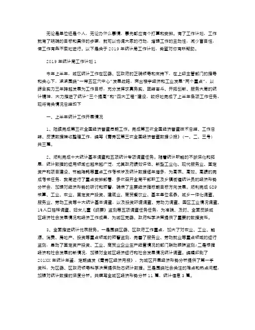 2021年统计局工作计划