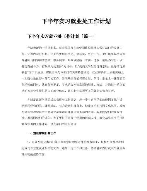 下半年实习就业处工作计划