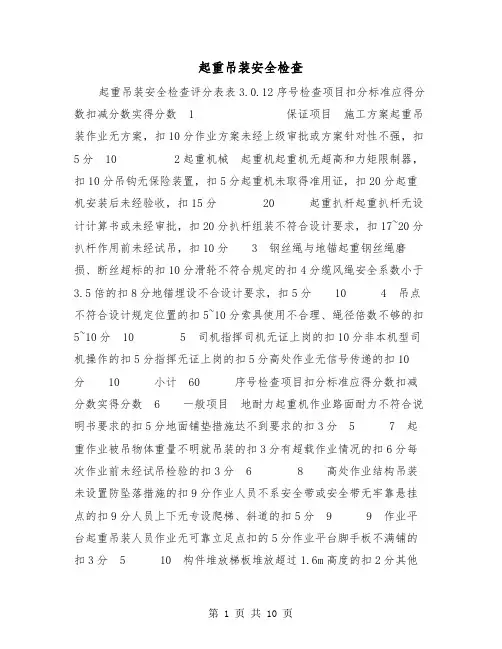 起重吊装安全检查（二篇）