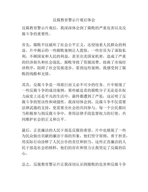 反腐教育警示片观后体会