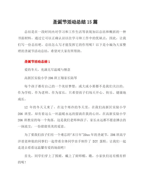圣诞节活动总结15篇