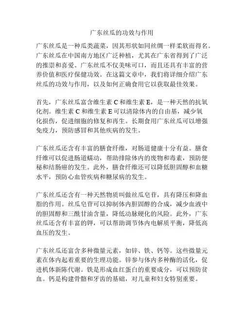 广东丝瓜的功效与作用