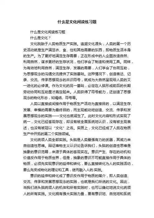 什么是文化阅读练习题