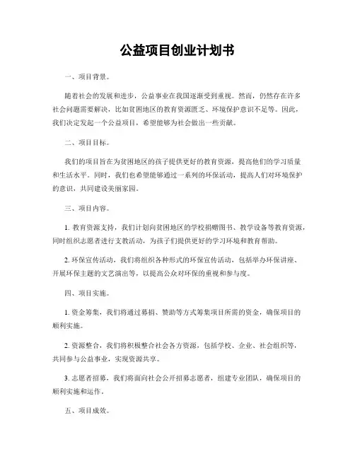 公益项目创业计划书