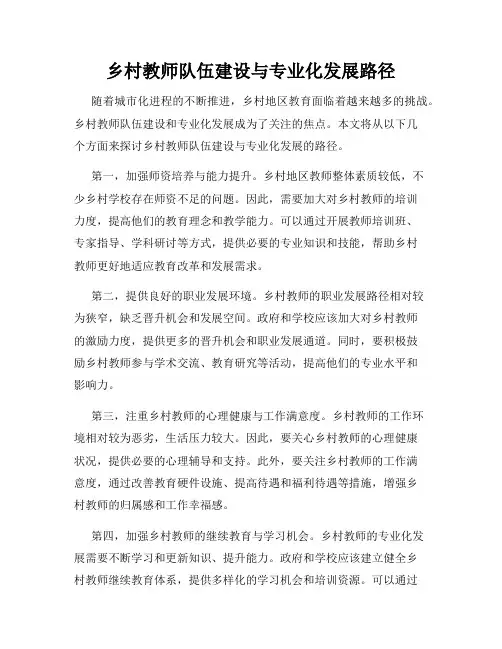 乡村教师队伍建设与专业化发展路径