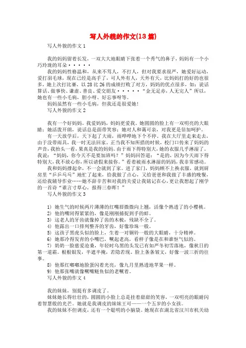 写人外貌的作文(13篇)