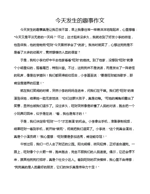今天发生的趣事作文