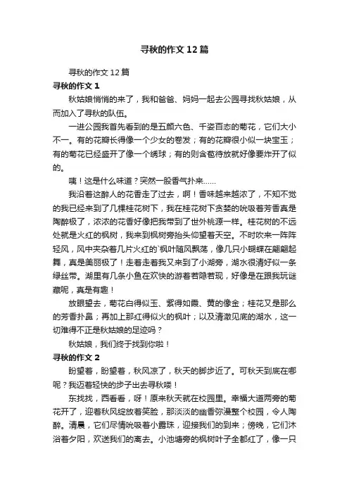 寻秋的作文12篇