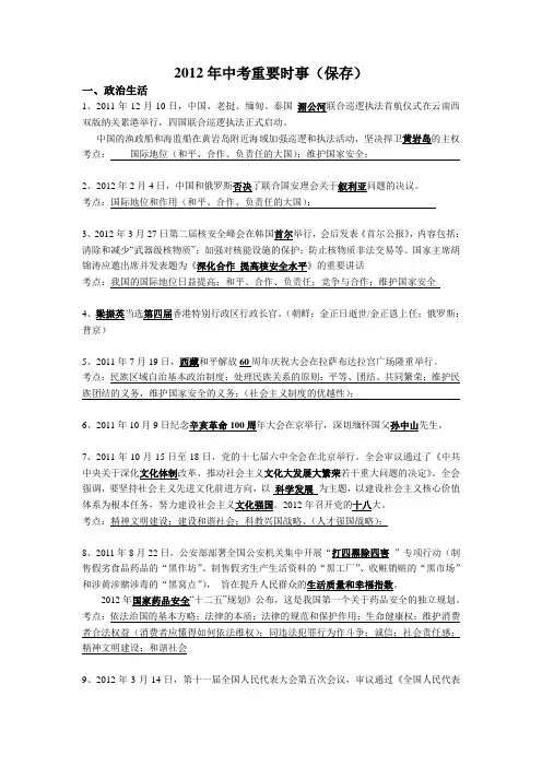 2012年重要时事