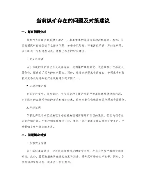 当前煤矿存在的问题及对策建议 (3)
