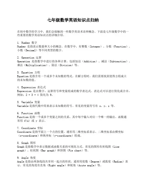 七年级数学英语知识点归纳