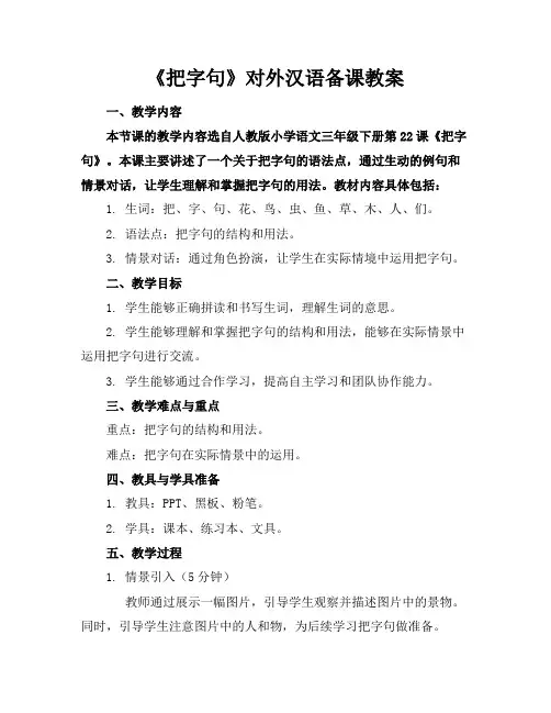 《把字句》对外汉语备课教案