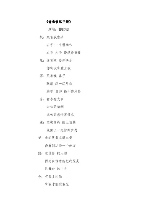 青春修炼手册 歌词