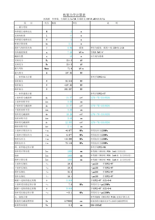 桁架力学计算公式