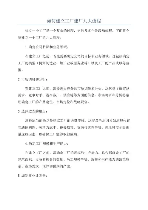 如何建立工厂建厂九大流程