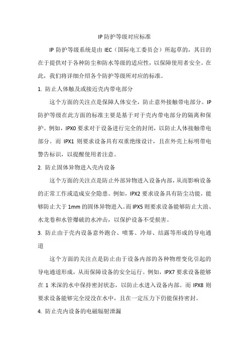 ip防护等级对应的标准