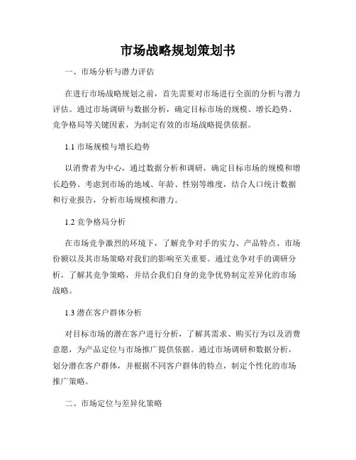 市场战略规划策划书