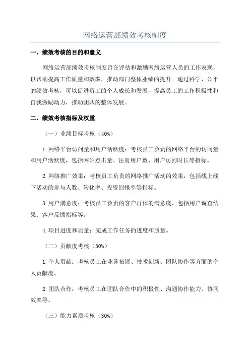 网络运营部绩效考核制度