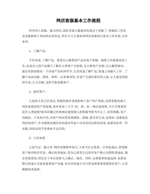 网店客服基本工作流程