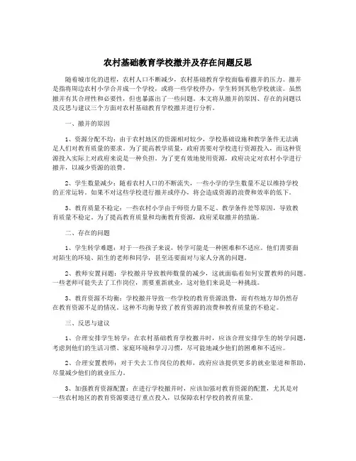 农村基础教育学校撤并及存在问题反思