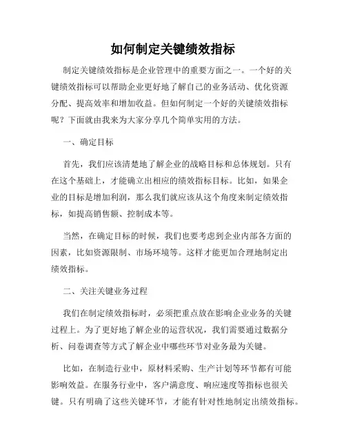 如何制定关键绩效指标