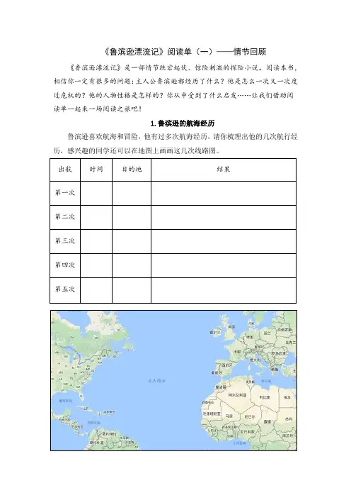 《鲁滨逊漂流记》阅读单