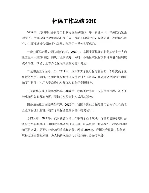 社保工作总结2018