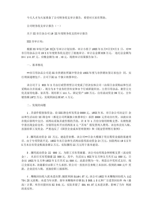 公司财务收支审计报告【实用】