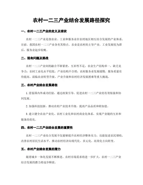 农村一二三产业结合发展路径探究