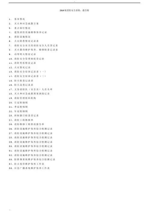 2019年最全消防安全记录台帐表格